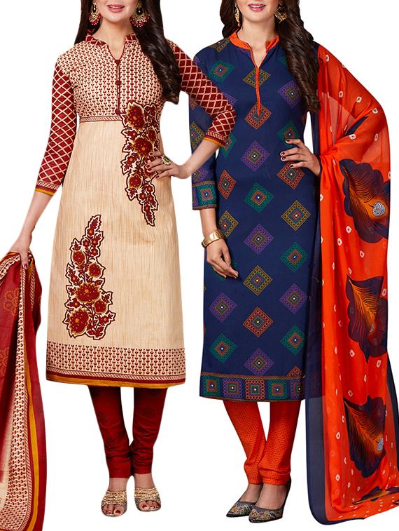 multi colored unstitched combo suit - 15344653 - Zoom Image - 1