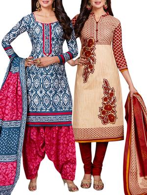 multi colored unstitched combo suit - 15344654 - Standard Image - 1