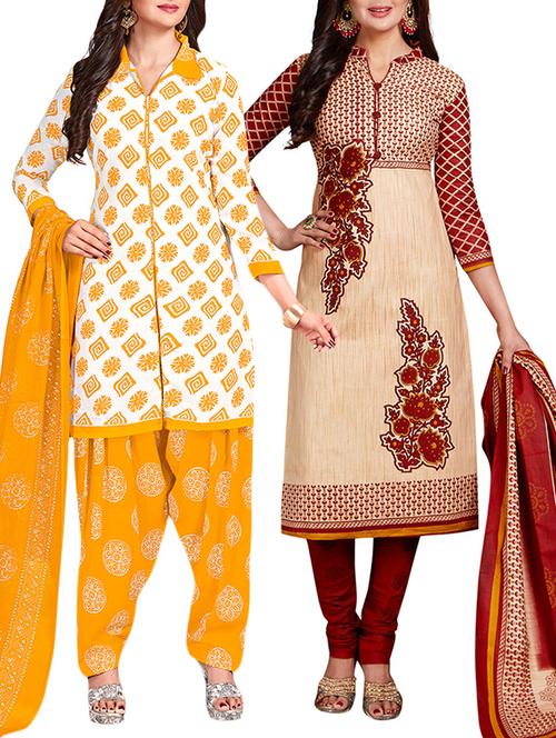 multi colored unstitched combo suit - 15344657 - Standard Image - 1