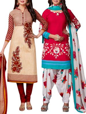 multi colored unstitched combo suit - 15344661 - Standard Image - 1