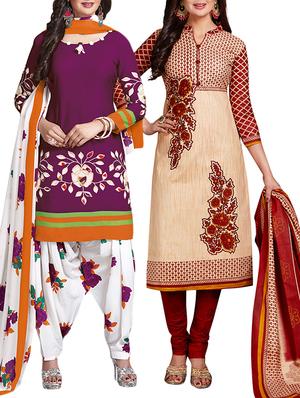 multi colored unstitched combo suit - 15344662 - Standard Image - 1