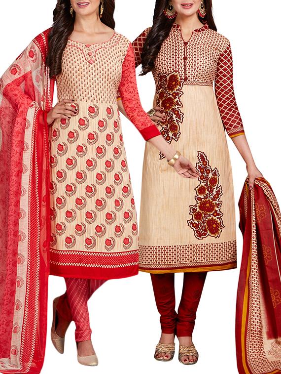 multi colored unstitched combo suit - 15344663 - Zoom Image - 1
