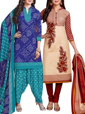 multi colored unstitched combo suit - 15344669 - Standard Image - 1