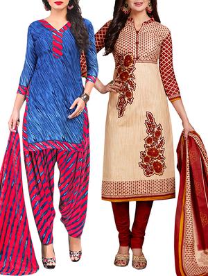multi colored unstitched combo suit - 15344673 - Standard Image - 1