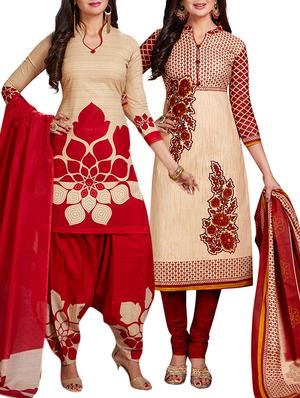 multi colored unstitched combo suit - 15344674 - Standard Image - 1