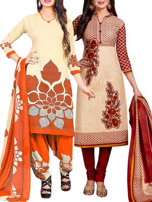multi colored unstitched combo suit - 15344675 - Standard Image - 1