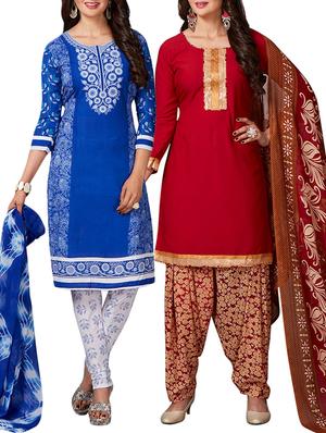 multi colored unstitched combo suit - 15344679 - Standard Image - 1
