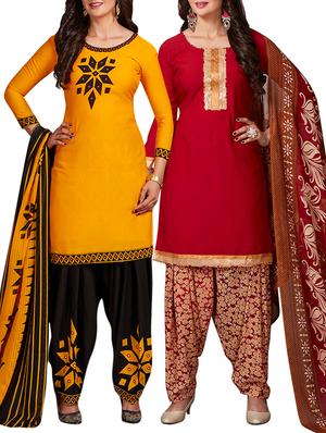 multi colored unstitched combo suit - 15344684 - Standard Image - 1