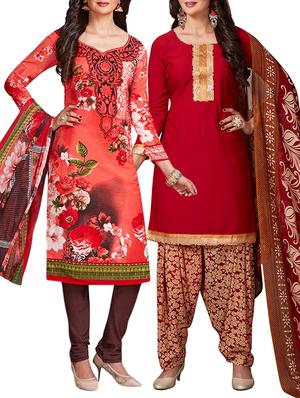 multi colored unstitched combo suit - 15344693 - Standard Image - 1