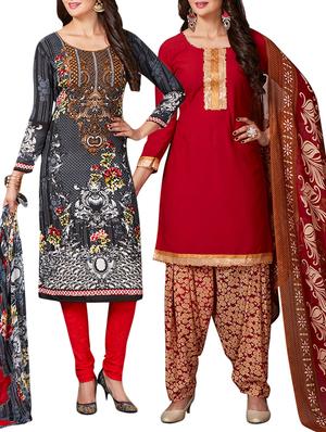 multi colored unstitched combo suit - 15344695 - Standard Image - 1