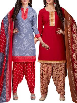 multi colored unstitched combo suit - 15344697 - Standard Image - 1