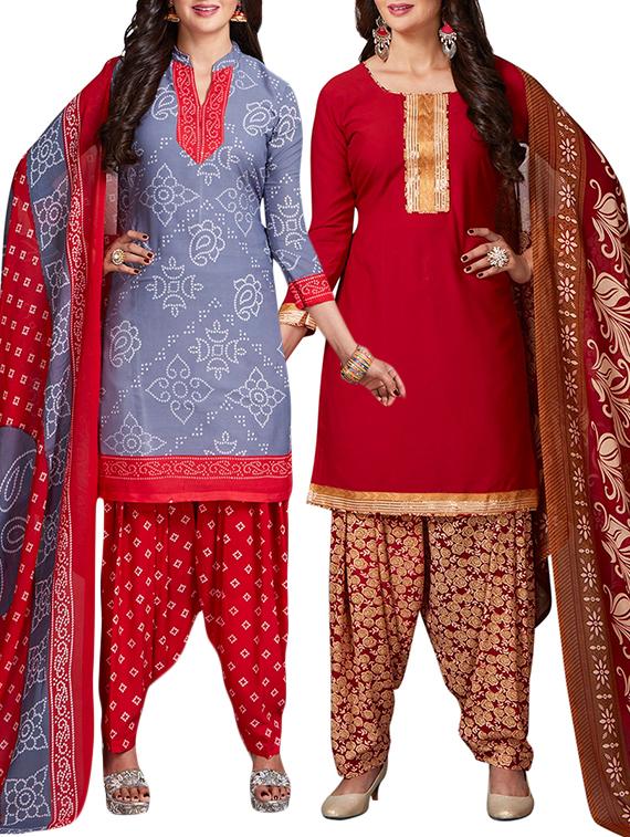 multi colored unstitched combo suit - 15344697 - Zoom Image - 1