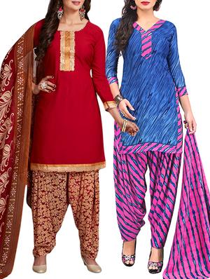 multi colored unstitched combo suit - 15344700 - Standard Image - 1