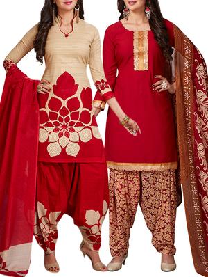 multi colored unstitched combo suit - 15344703 - Standard Image - 1