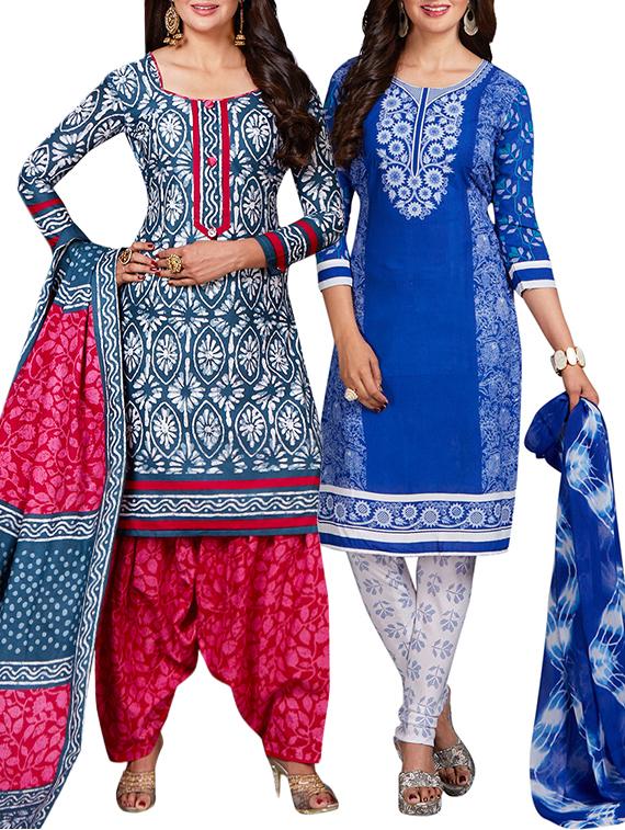 multi colored unstitched combo suit - 15344711 - Zoom Image - 1