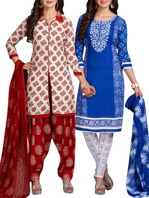 multi colored unstitched combo suit - 15344713 - Standard Image - 1