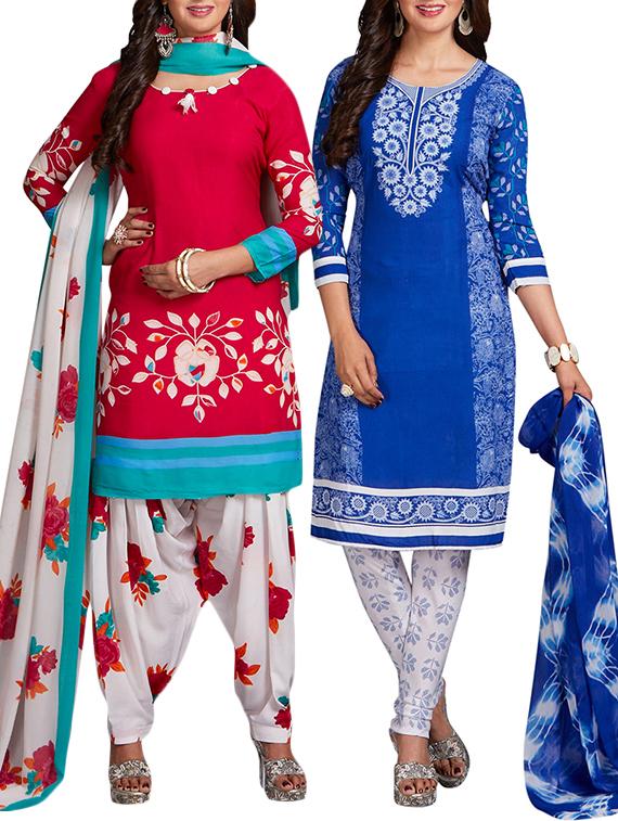 multi colored unstitched combo suit - 15344718 - Zoom Image - 1