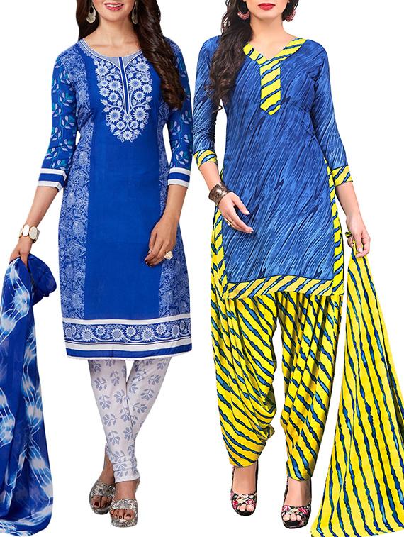 multi colored unstitched combo suit - 15344727 - Zoom Image - 1