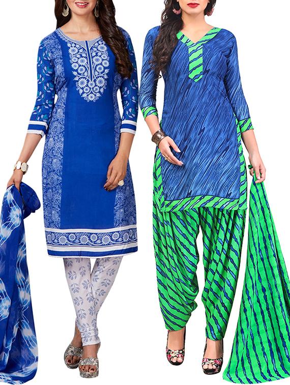 multi colored unstitched combo suit - 15344729 - Zoom Image - 1