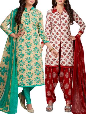 multi colored unstitched combo suit - 15344740 - Standard Image - 1
