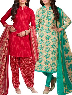 multi colored unstitched combo suit - 15344742 - Standard Image - 1