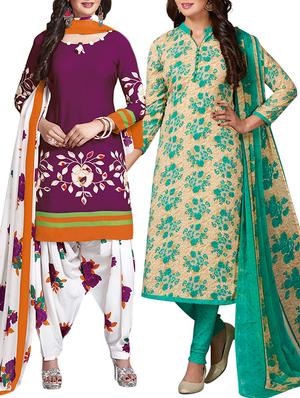 multi colored unstitched combo suit - 15344746 - Standard Image - 1
