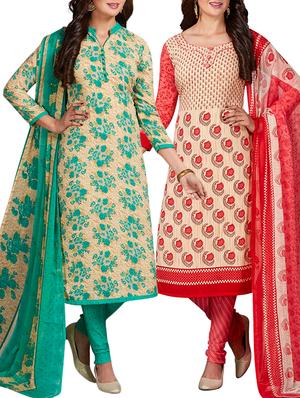 multi colored unstitched combo suit - 15344747 - Standard Image - 1