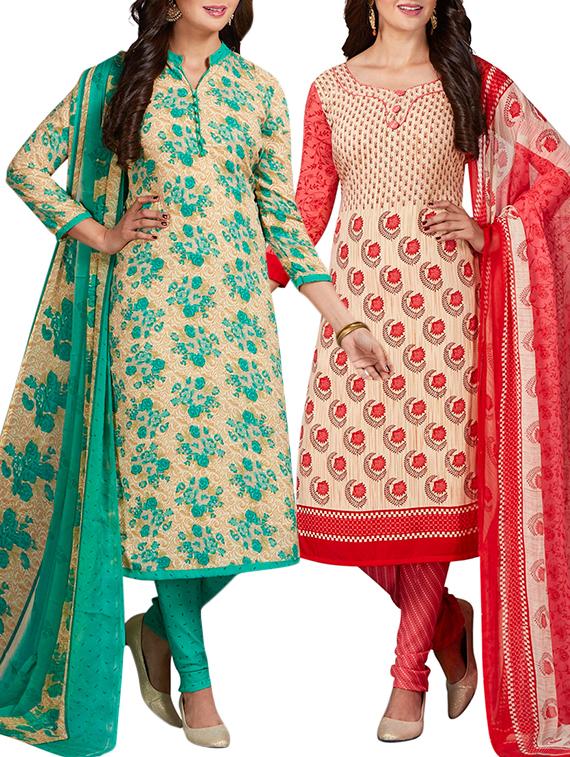 multi colored unstitched combo suit - 15344747 - Zoom Image - 1