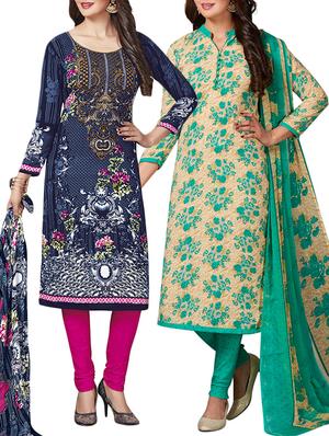 multi colored unstitched combo suit - 15344751 - Standard Image - 1