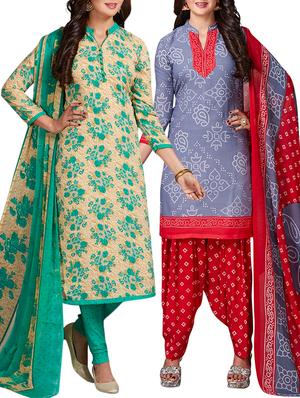 multi colored unstitched combo suit - 15344752 - Standard Image - 1