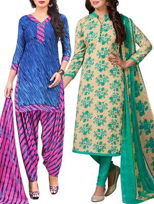 multi colored unstitched combo suit - 15344755 - Standard Image - 1
