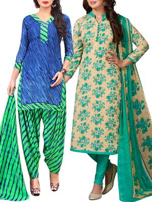 multi colored unstitched combo suit - 15344756 - Standard Image - 1