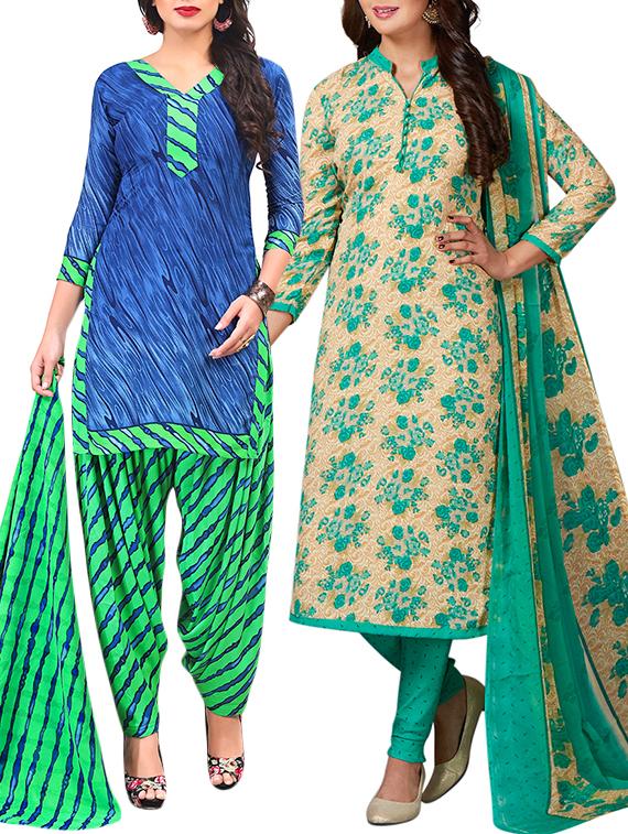 multi colored unstitched combo suit - 15344756 - Zoom Image - 1