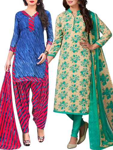 multi colored unstitched combo suit - 15344757 - Very Small Image - 1