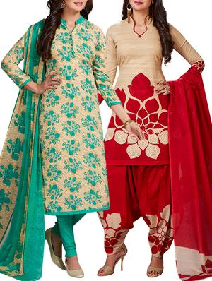 multi colored unstitched combo suit - 15344758 - Standard Image - 1
