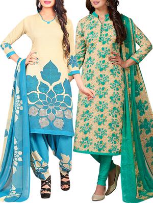 multi colored unstitched combo suit - 15344760 - Standard Image - 1