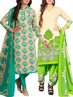multi colored unstitched combo suit - 15344761 - Standard Image - 1