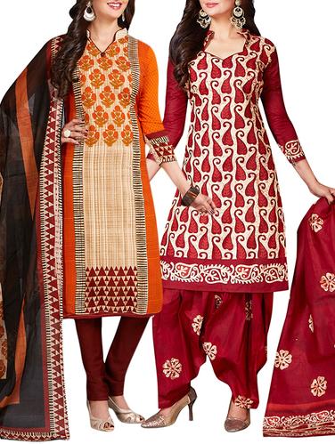 multi colored unstitched combo suit - 15344769 - Very Small Image - 1