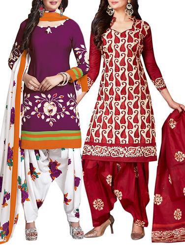 multi colored unstitched combo suit - 15344772 - Very Small Image - 1
