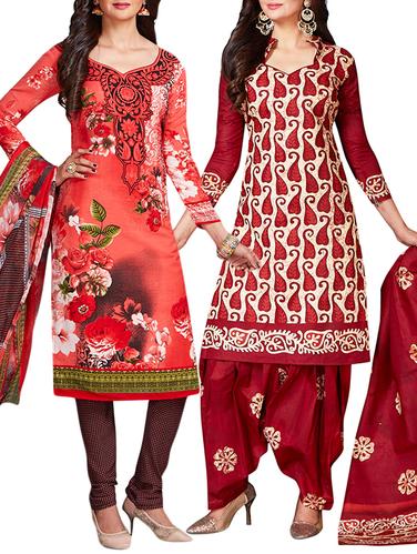 multi colored unstitched combo suit - 15344774 - Very Small Image - 1