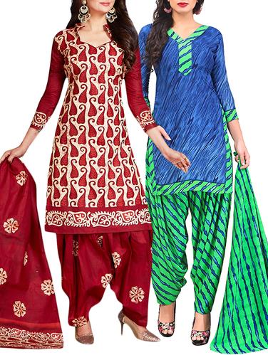 multi colored unstitched combo suit - 15344782 - Very Small Image - 1