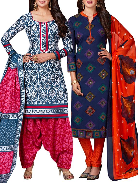 multi colored unstitched combo suit - 15344789 - Zoom Image - 1