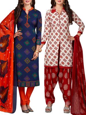 multi colored unstitched combo suit - 15344791 - Standard Image - 1