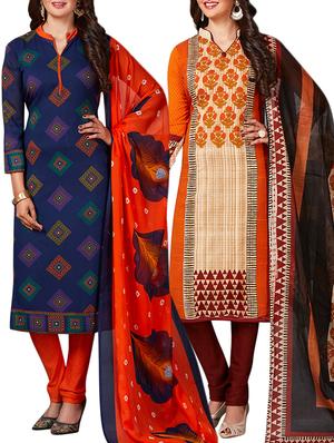multi colored unstitched combo suit - 15344794 - Standard Image - 1