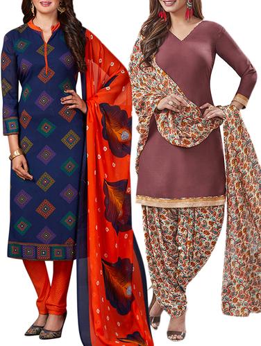 multi colored unstitched combo suit - 15344795 - Very Small Image - 1
