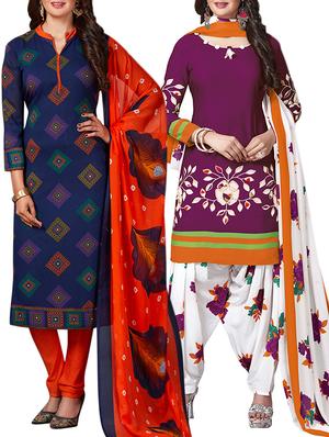 multi colored unstitched combo suit - 15344797 - Standard Image - 1