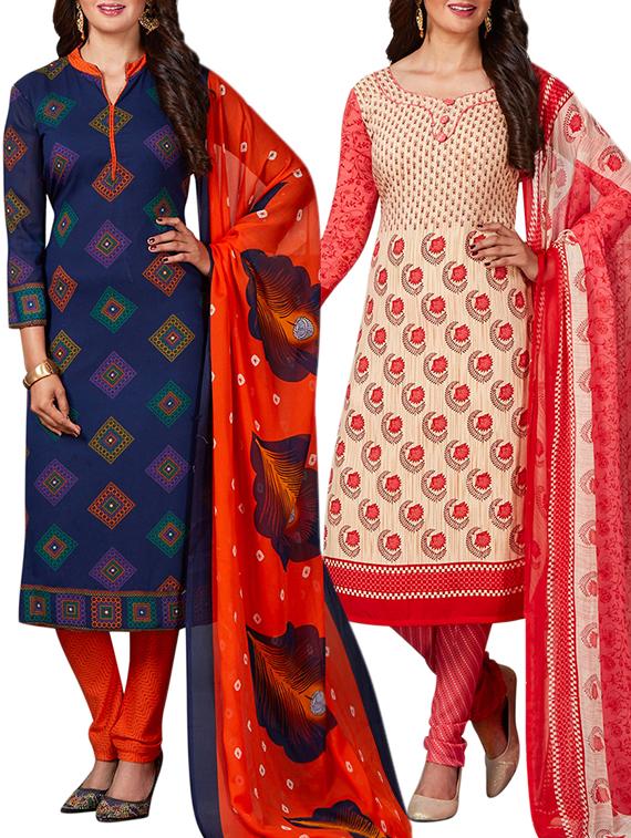 multi colored unstitched combo suit - 15344798 - Zoom Image - 1