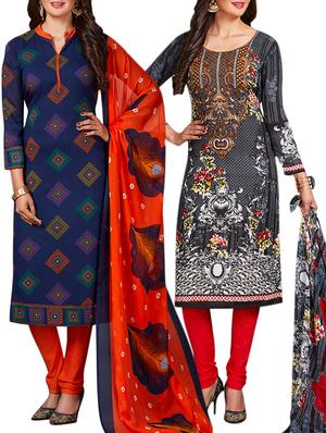 multi colored unstitched combo suit - 15344801 - Standard Image - 1