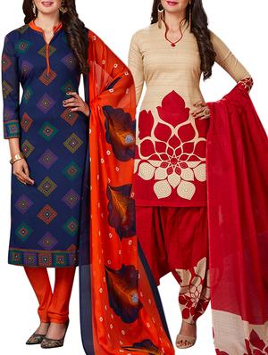 multi colored unstitched combo suit - 15344809 - Standard Image - 1