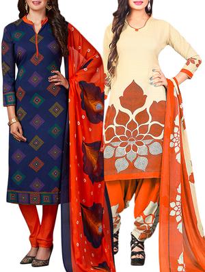 multi colored unstitched combo suit - 15344810 - Standard Image - 1